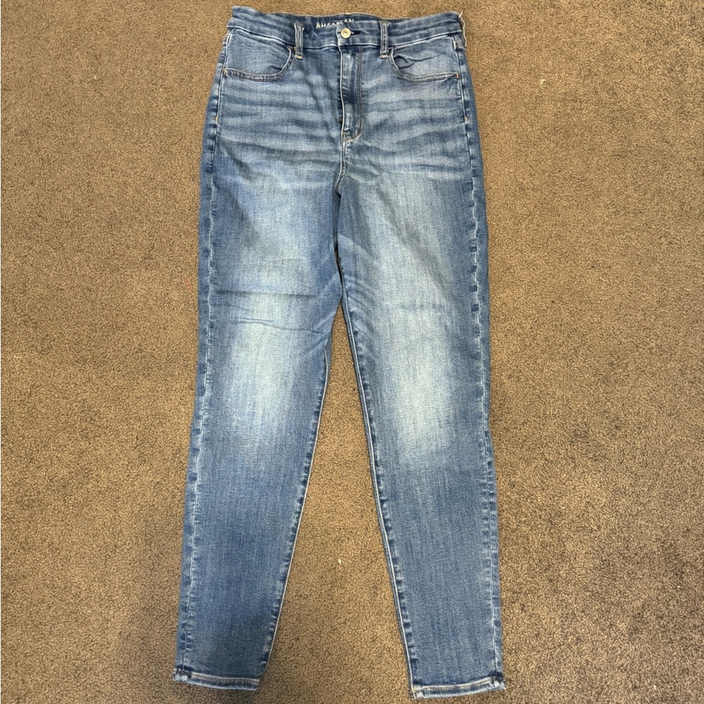 Women’s American Eagle Skinny Blue Jeans Extra High Rise: 12 Regular